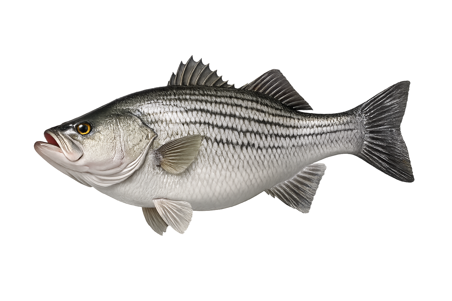 30 in Hybrid Striped Bass illustration in the trophy profile