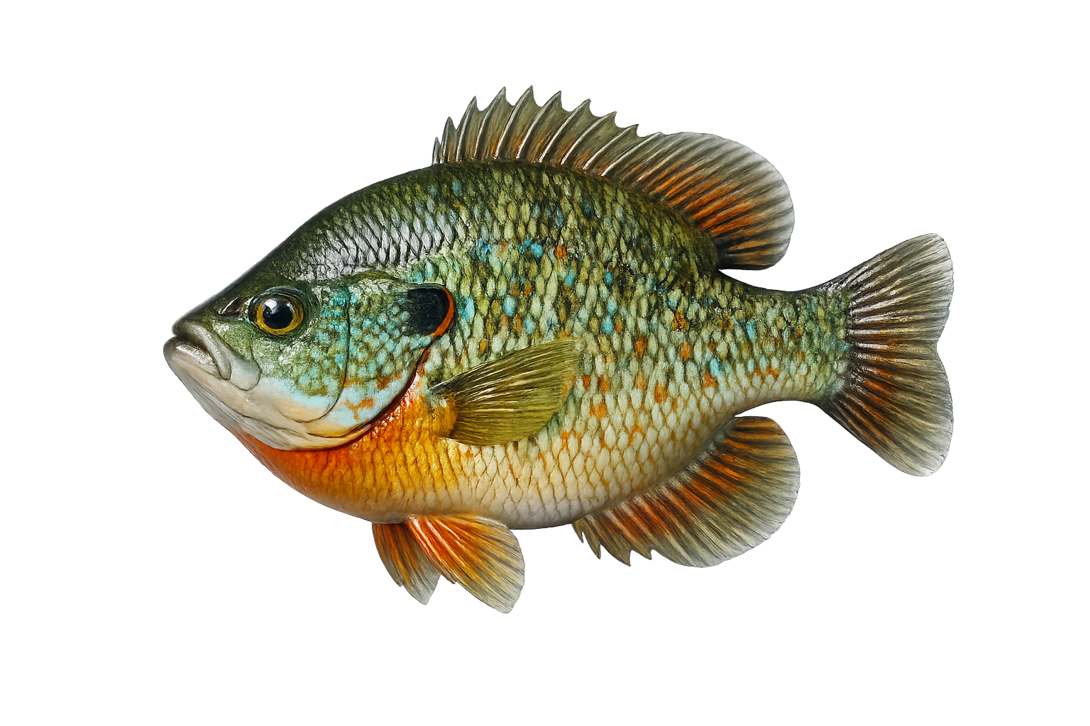 10 in Pumpkinseed Sunfish illustration in the thick profile