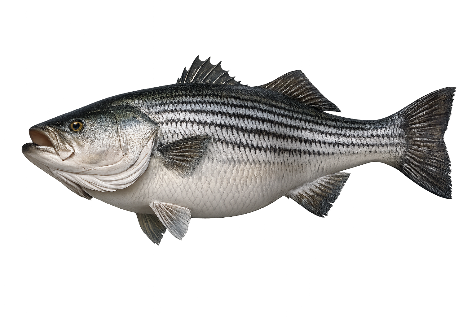45 in Striped Bass illustration in the trophy profile